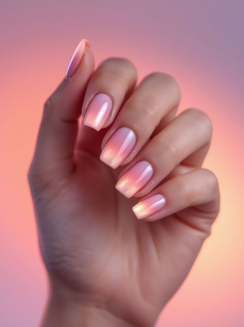 Aura Ombre Rose Quartz Nails