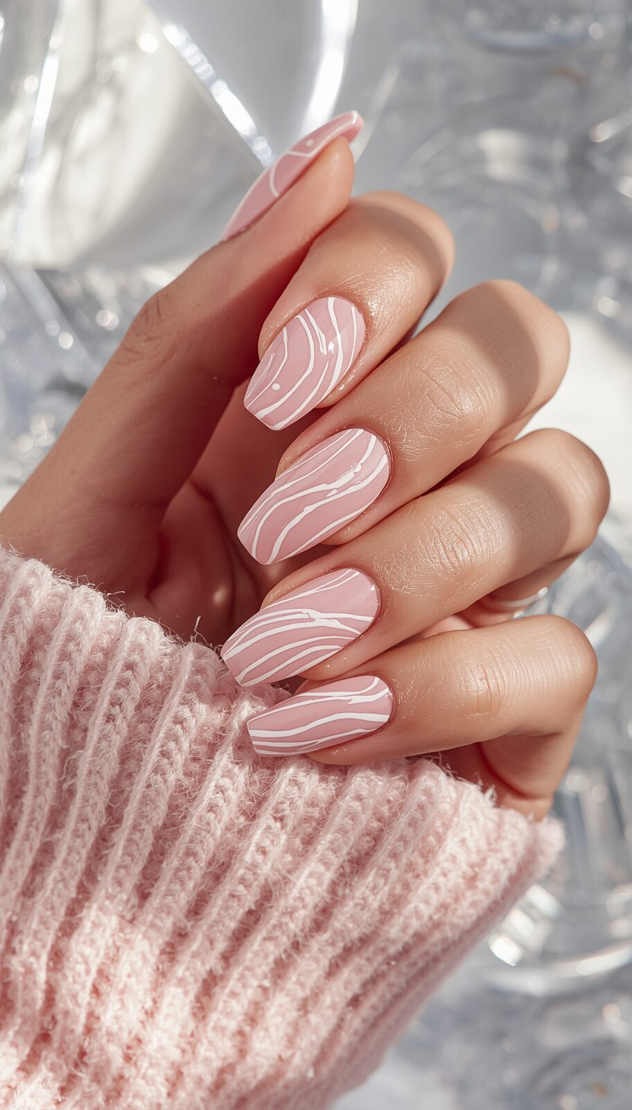 Rose Quartz with Minimalist Swirls