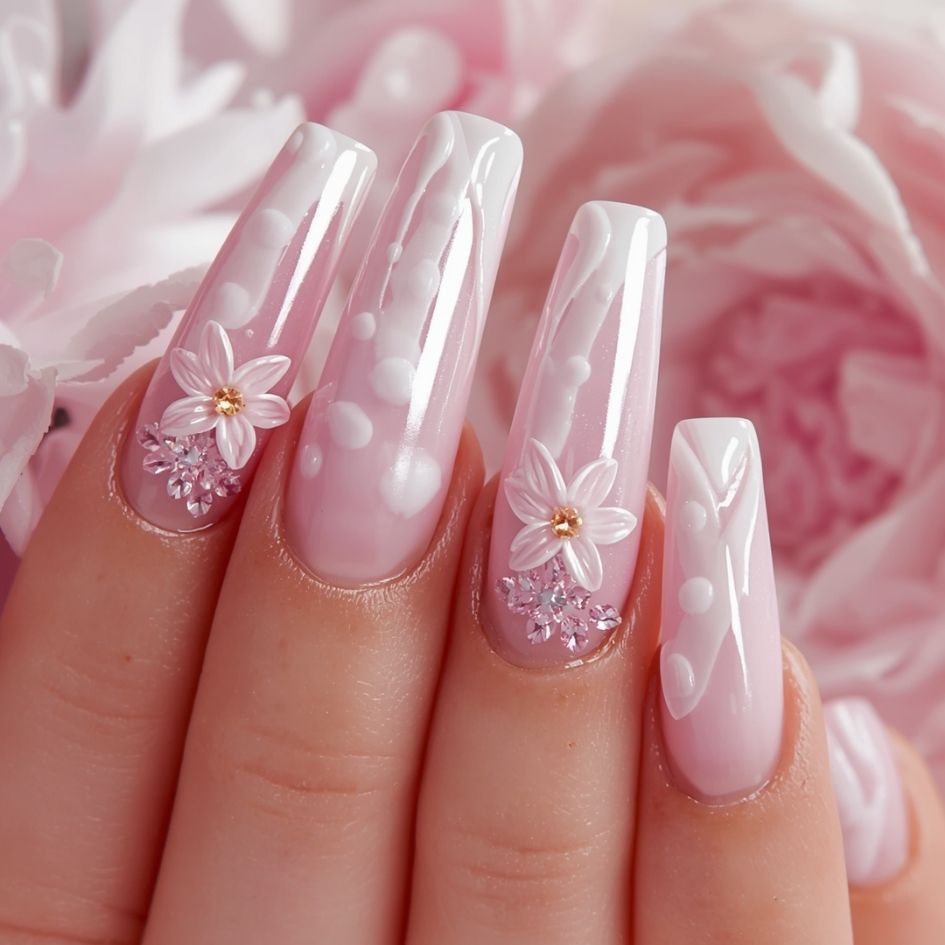 3D Easter Bunny Ears Accent Nails