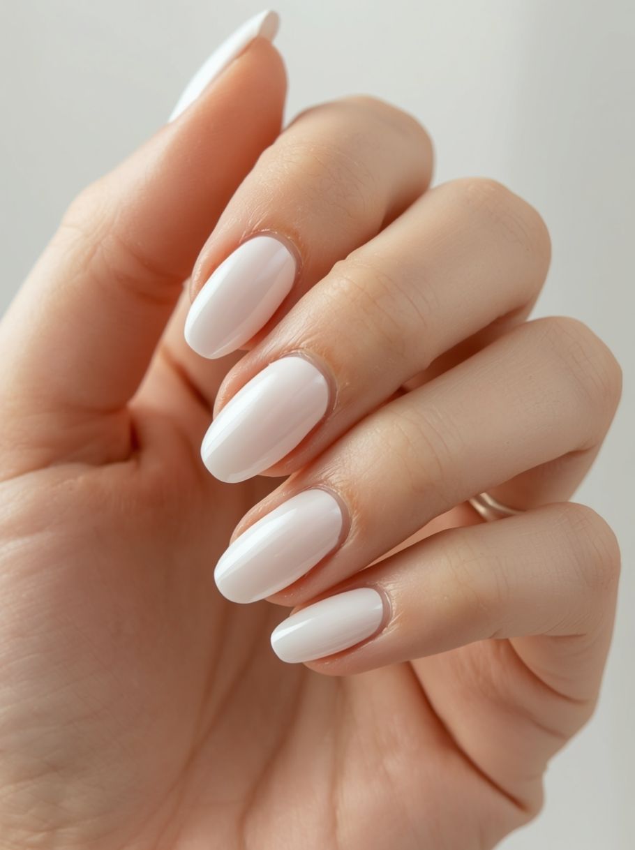 Classic Milky White Nails