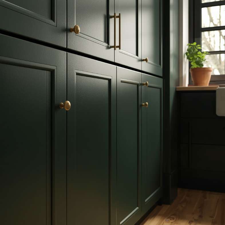 Deep, Forest-Toned Cabinets