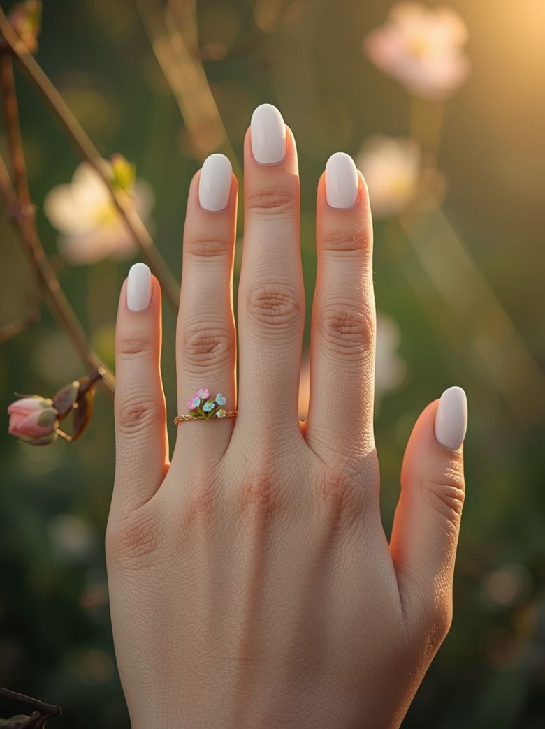 Floral Nail Art on Milky Base