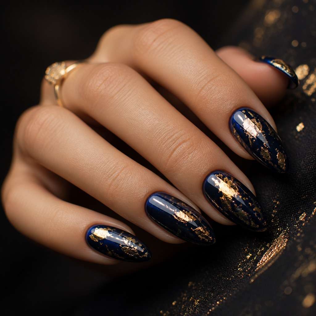 Gold Foil Wedding Nails