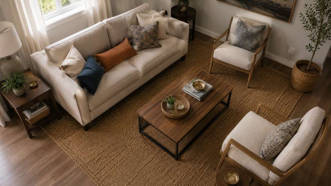 Large neutral area rug