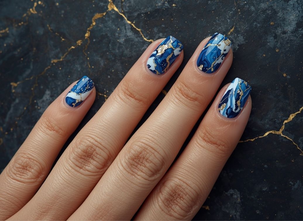 Marble Blue with Gold Veins