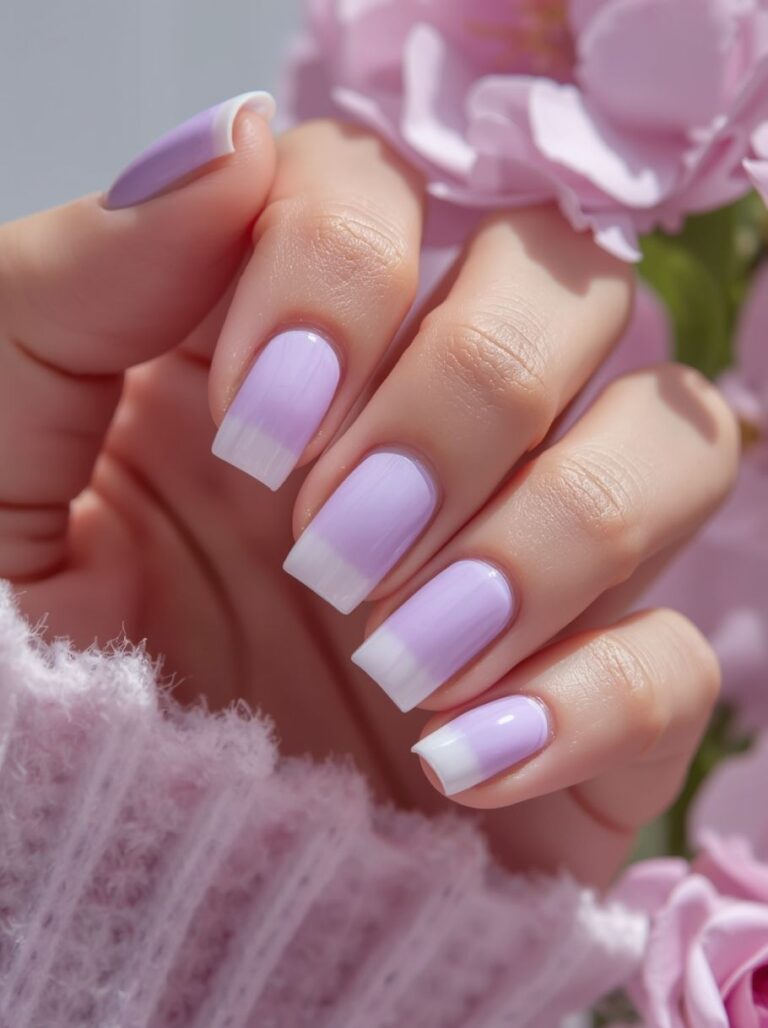 Milky Lavender Nails