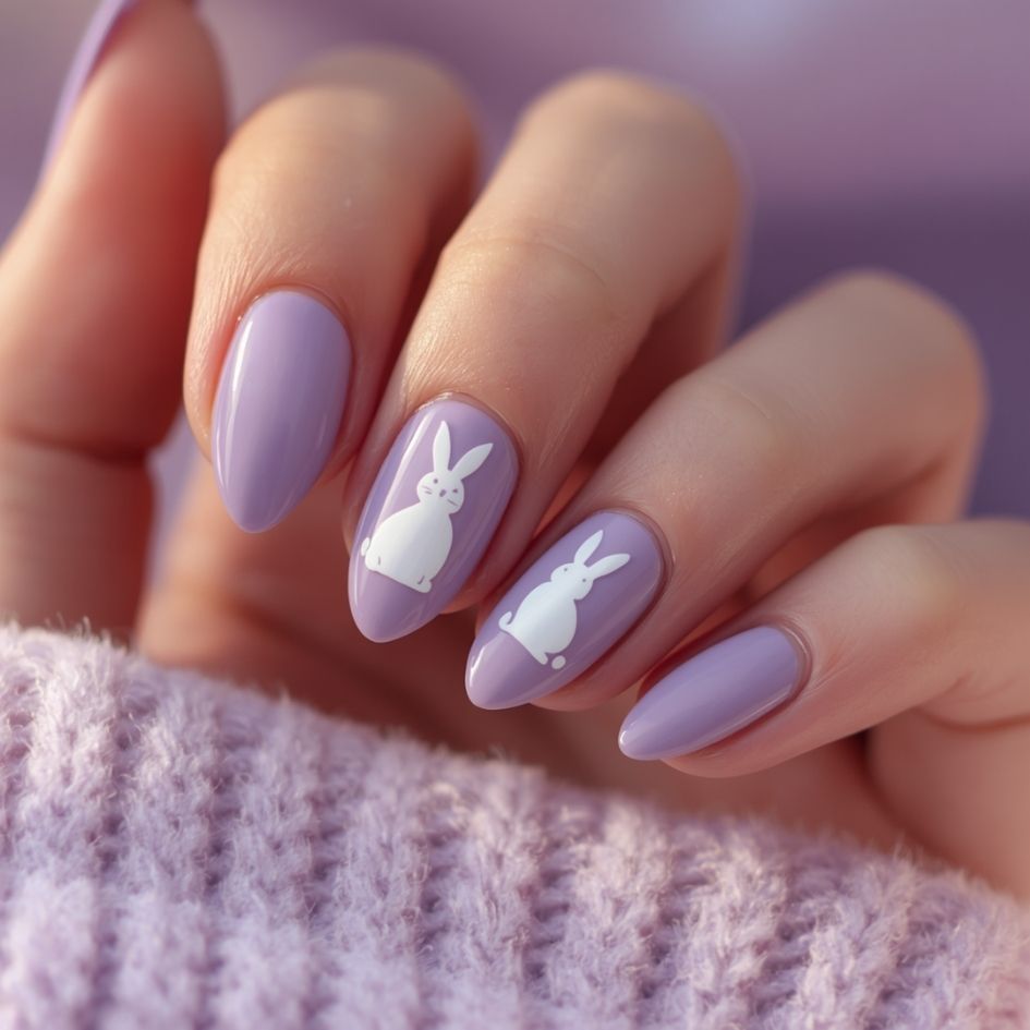 Minimalist Bunny Silhouette Nails