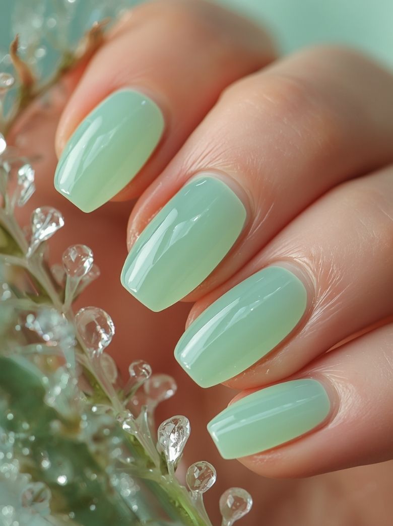 Mint Green Jelly Nails