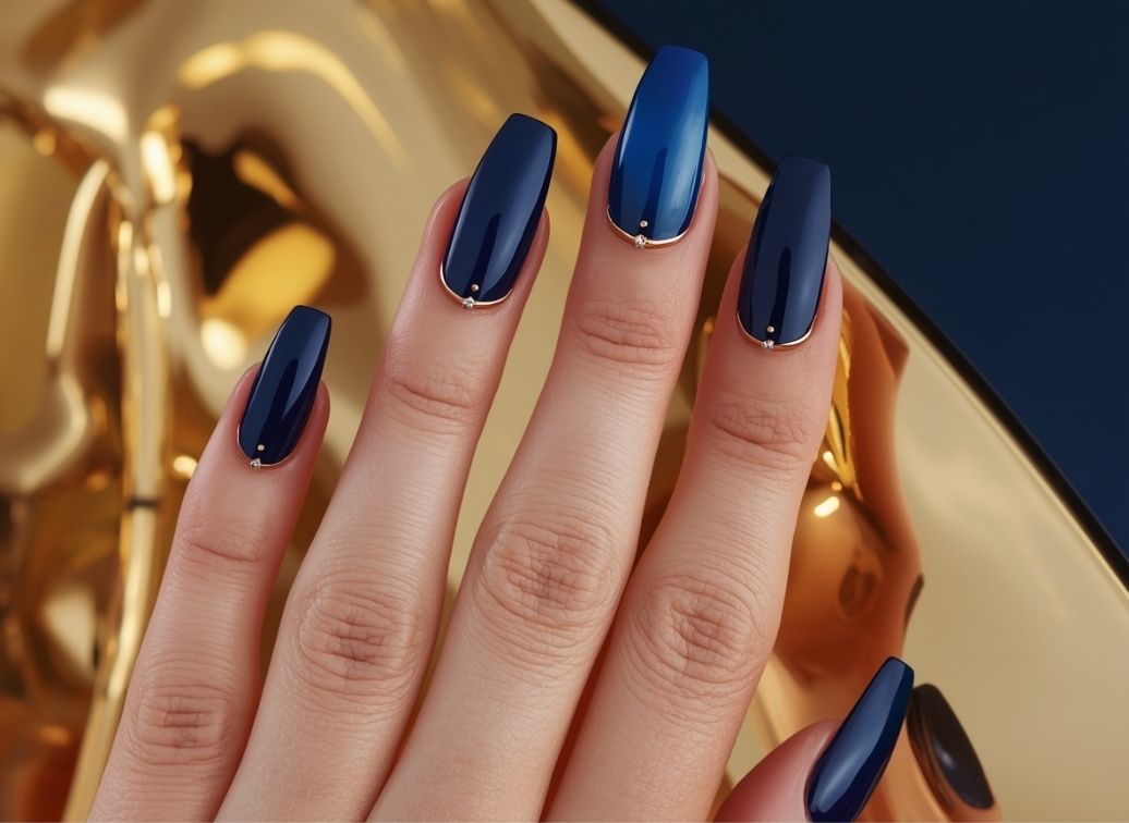 Navy to Royal Blue Gradient + Gold Band