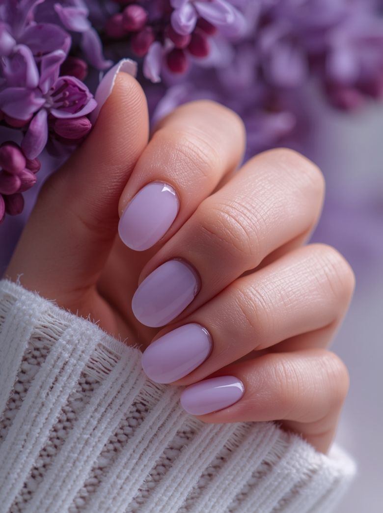 Soft Lavender Milky Nails