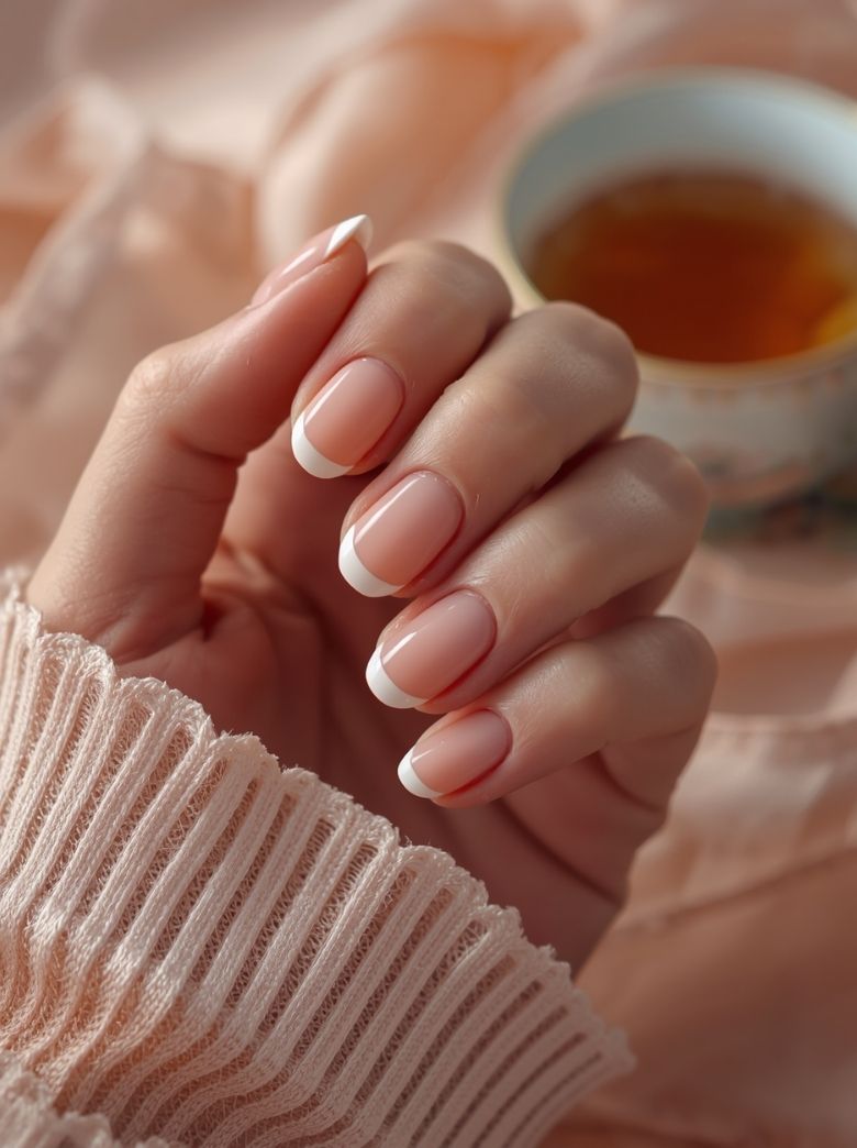 Soft Peach French Tips