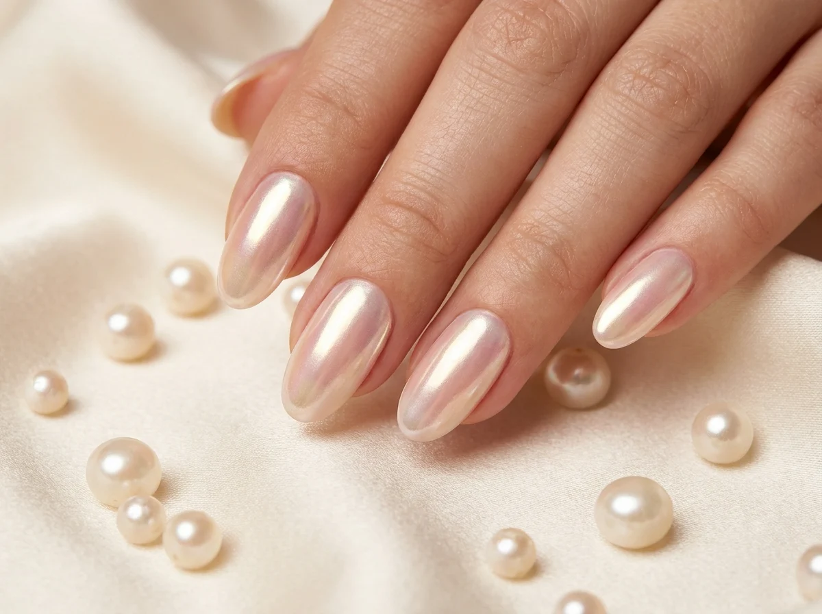 11. Pearl Chrome French Nails