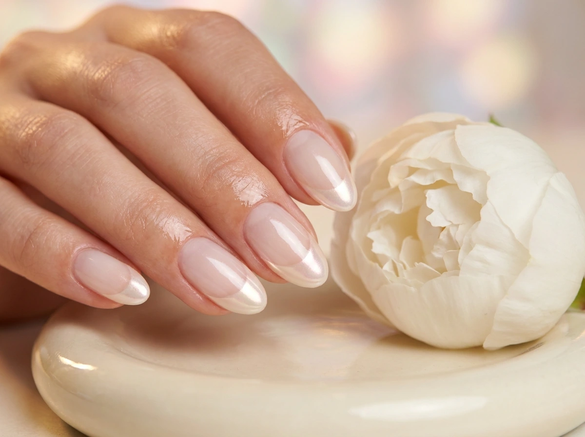2. Glazed Donut Chrome French Tips