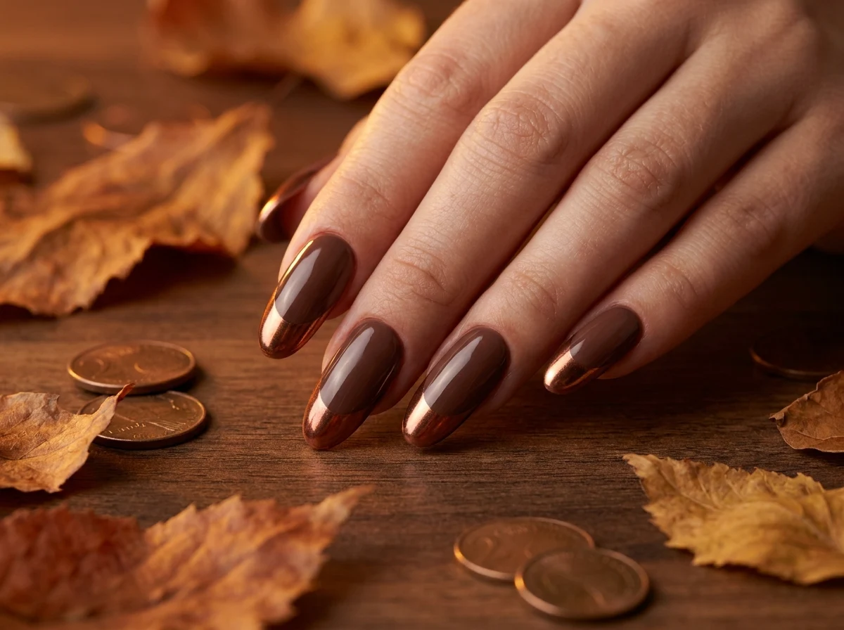 20. Copper Chrome French Tips