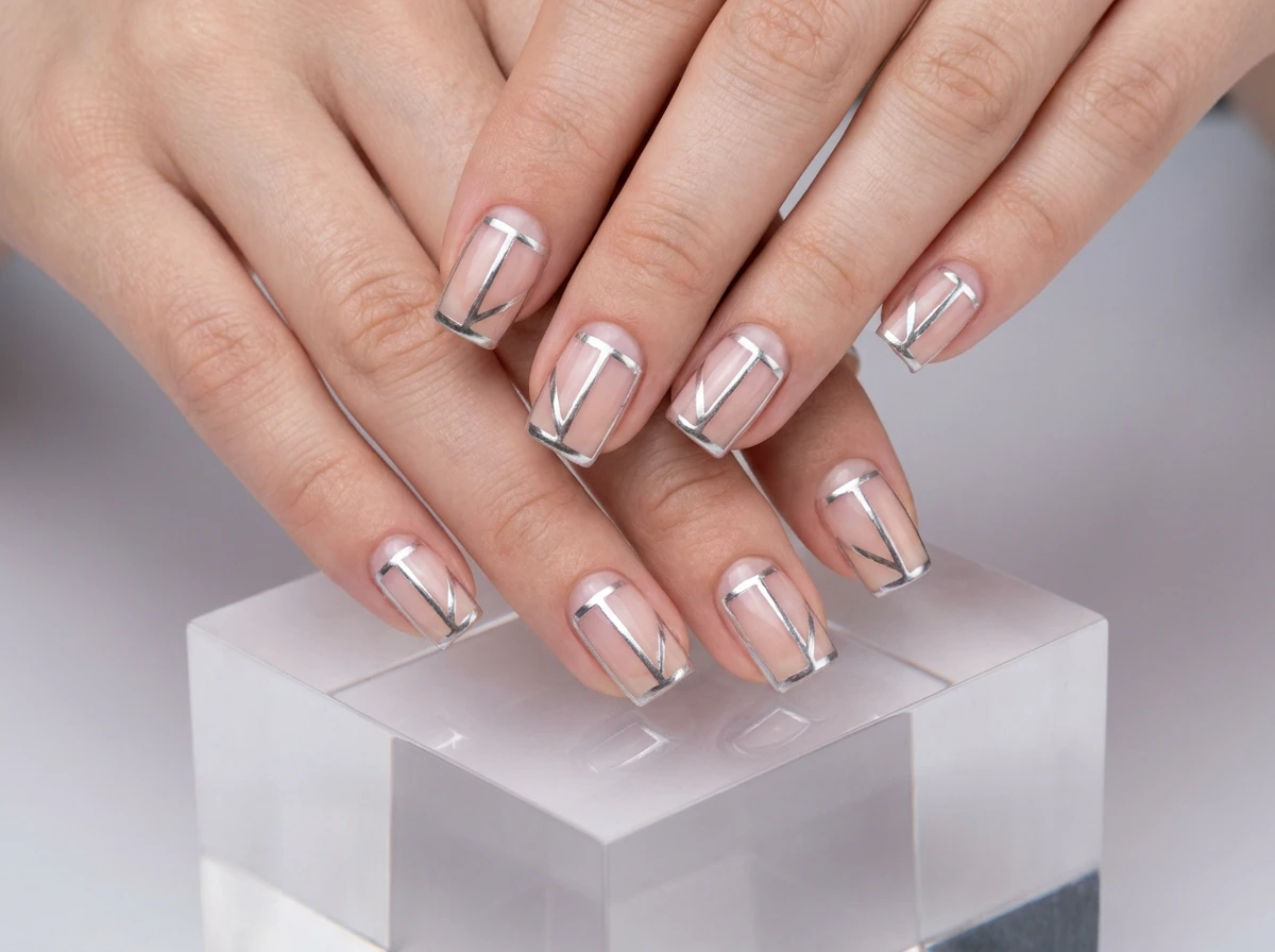 23. Negative Space Chrome Tips