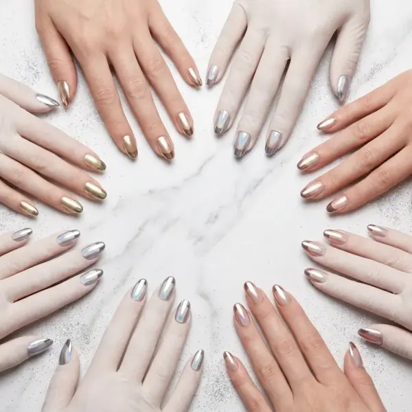 Chrome French Tip Nail Ideas