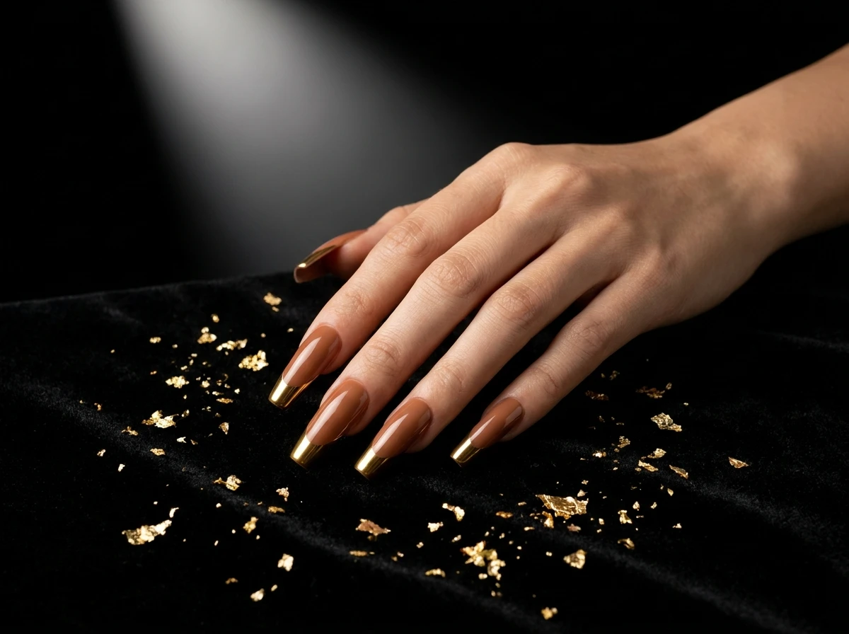4. Gold Mirror French Tip