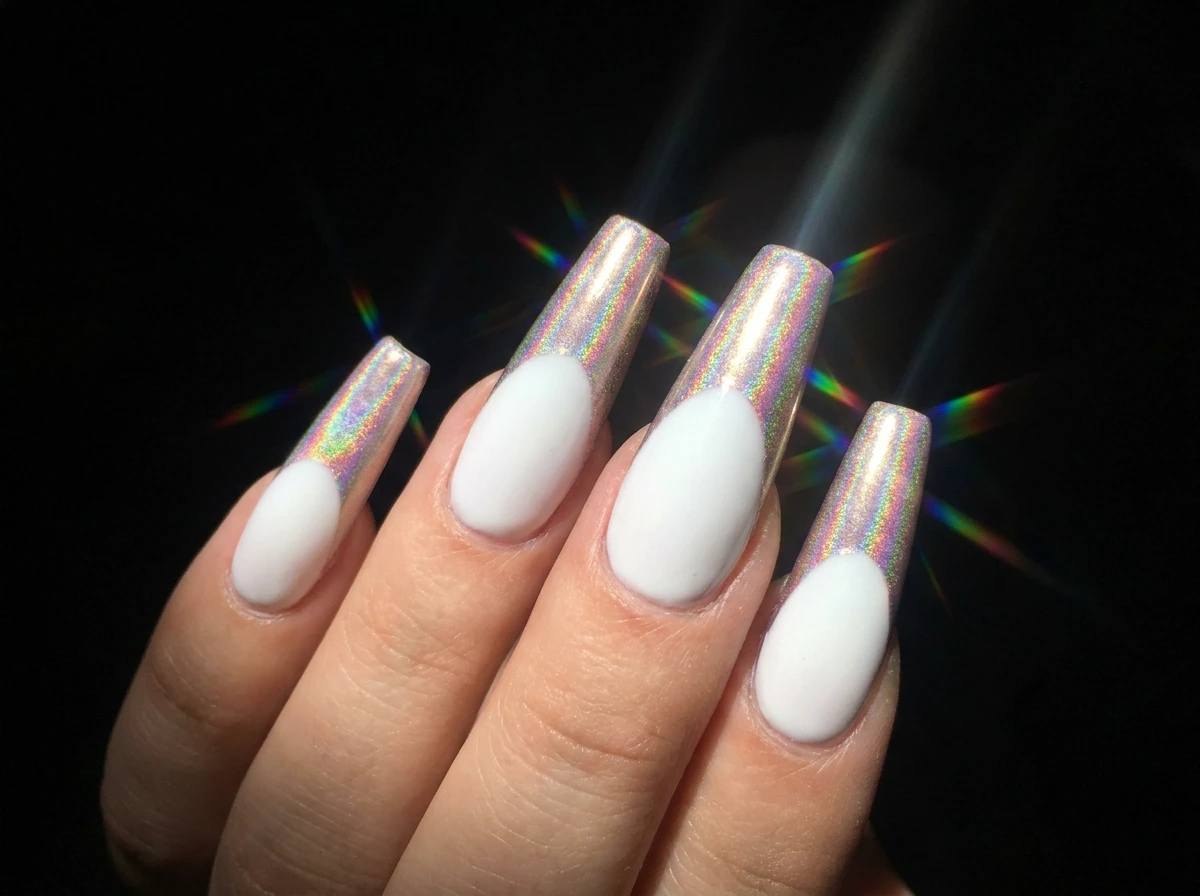 7. Holographic Rainbow Chrome Tips
