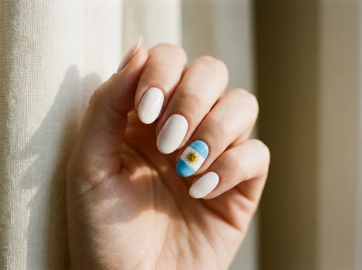 2. Argentine Flag Accent Nails