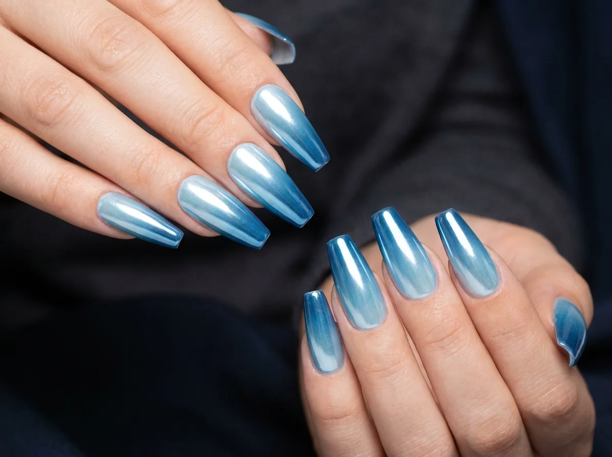 3. Gradient Celeste Chrome Nails