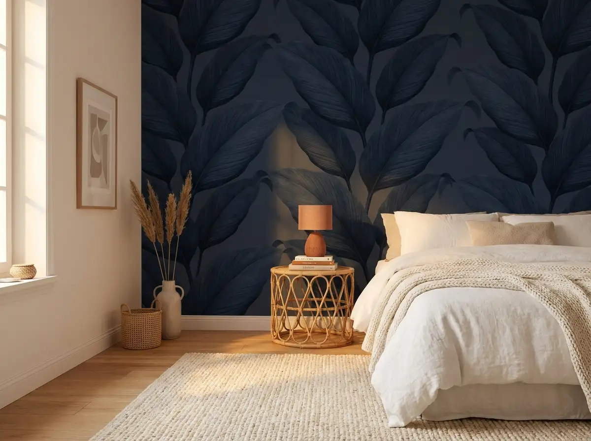 1. Bold Bedroom Accent Wall With Peel-and-Stick Wallpaper