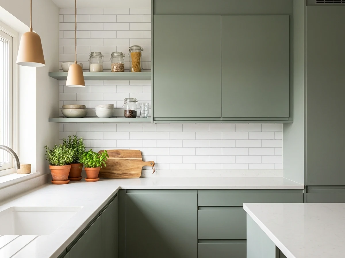2. Renter-Friendly Kitchen Backsplash Using Tile-Effect Peel-and-Stick Wallpaper