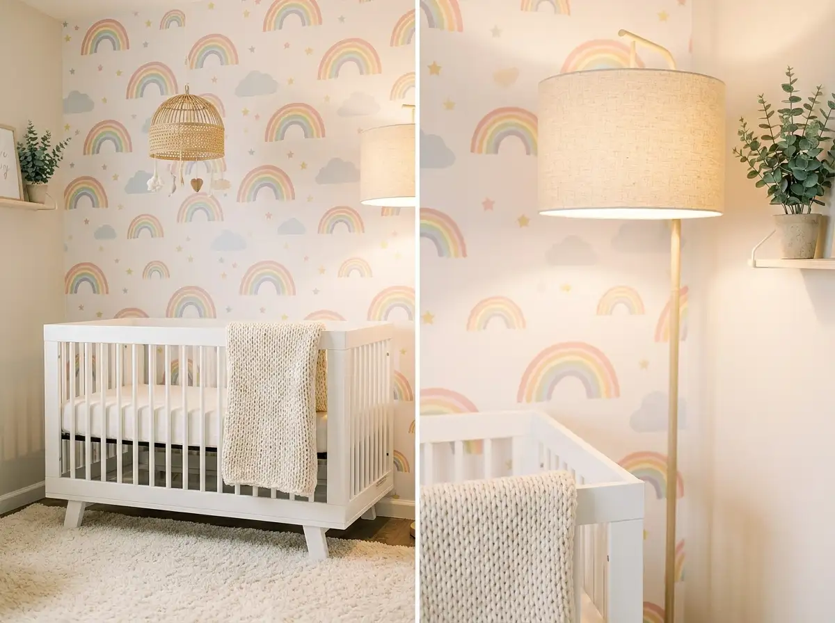 3. Nursery or Kids' Room Wall With Playful Removable Wallpaper Designs