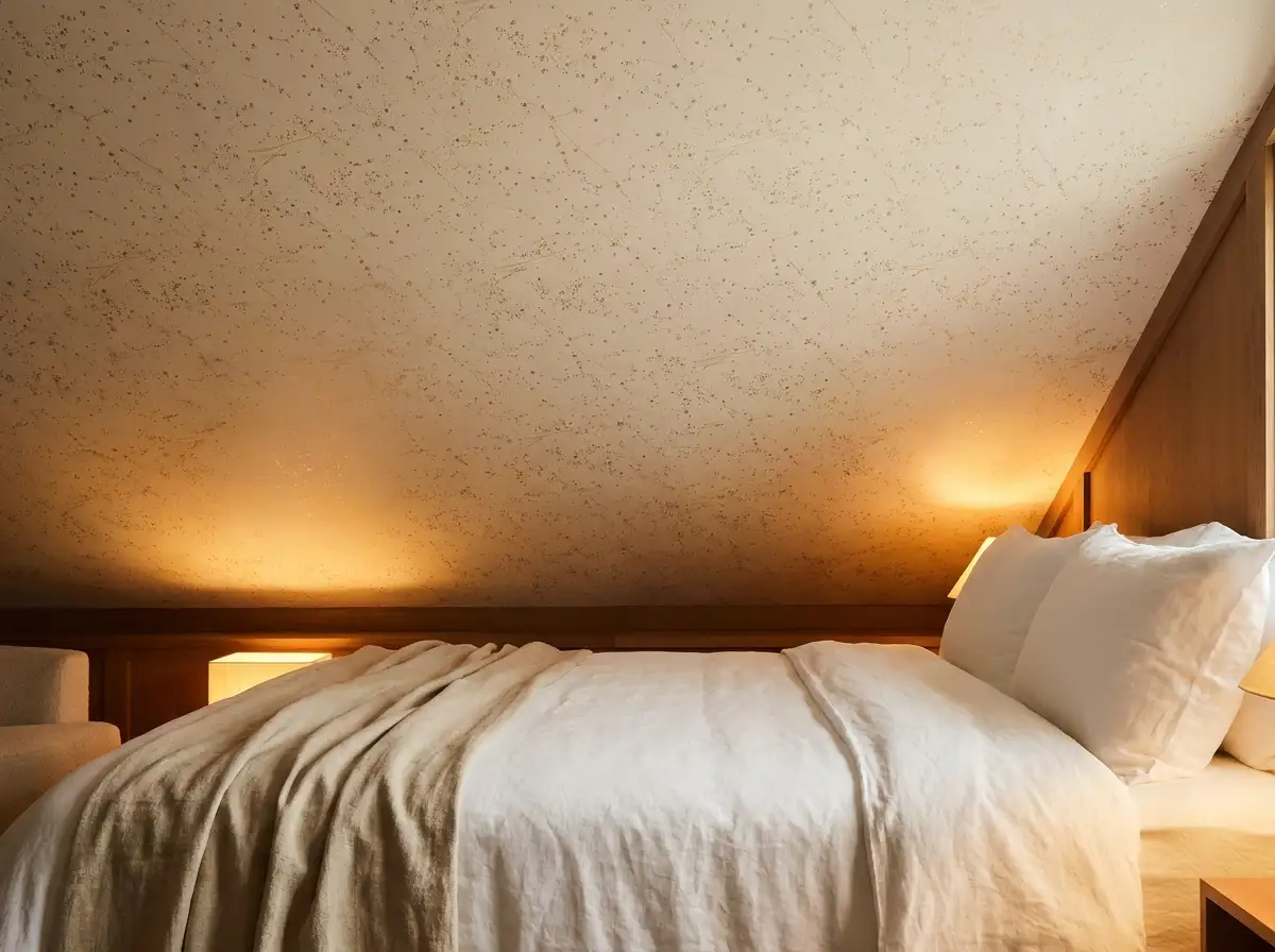 7. Rental-Friendly Ceiling Treatment With Removable Wallpaper