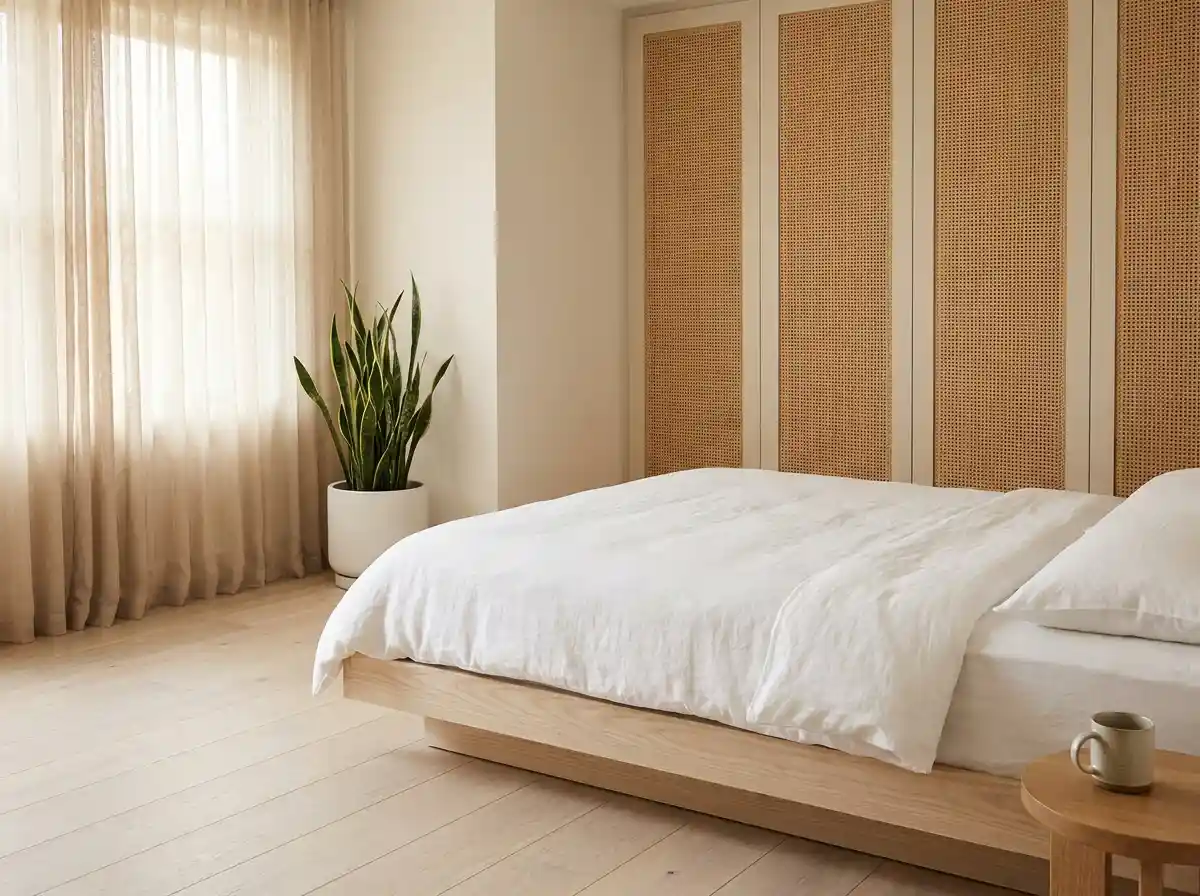 8. Wardrobe and Closet Door Refresh With Adhesive Wallpaper