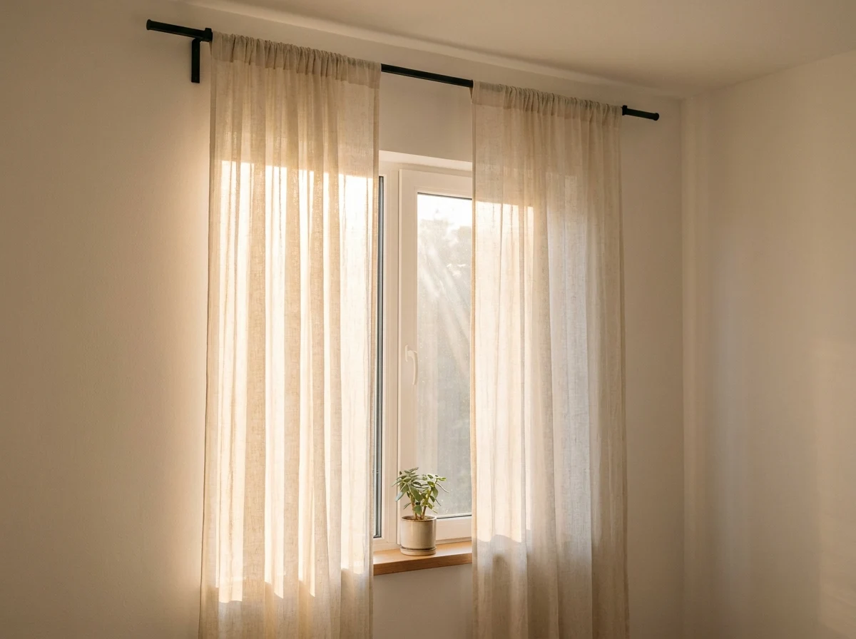 2. Hang Curtains Higher and Wider Than the Window