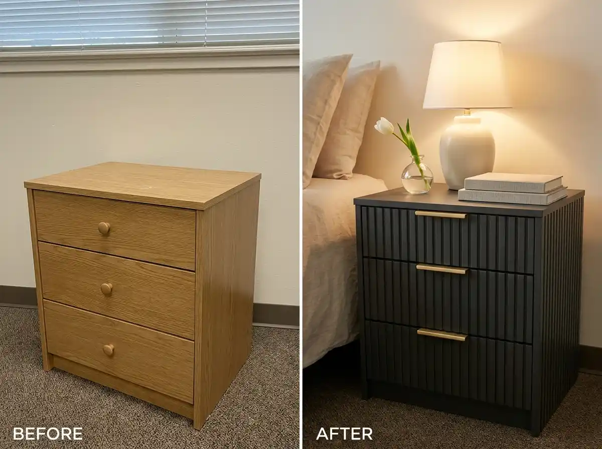 8. Nightstand Glow-Up with Fluted Panels — An Elevated Furniture Upcycle